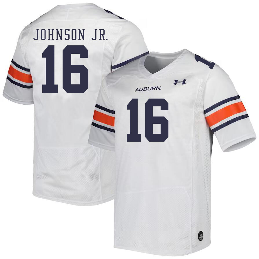 Men #16 Malcolm Johnson Jr. Auburn Tigers College Football Jerseys Stitched-White